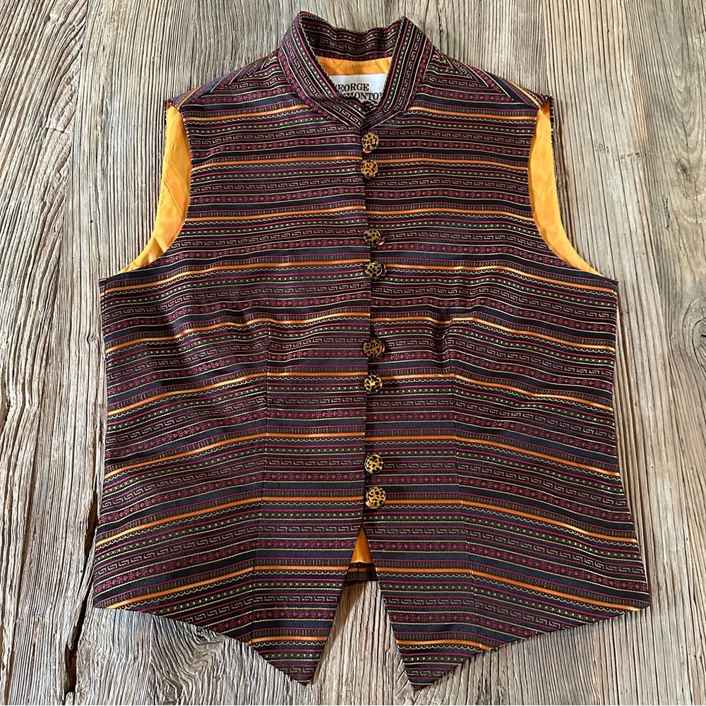 George Simonton Vintage 80’s 90’s Tapestry Vest Regency Boho Colorful Size 12
